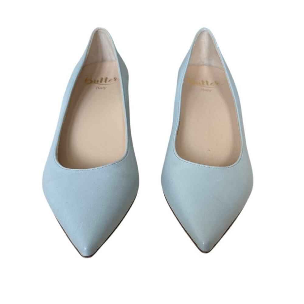 Butter Natacha Massi Made in Italy Blue Leather Kitten Heel Pumps Size 7B - Picture 2 of 5